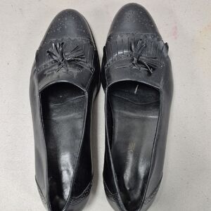 Black Leather Loafers with Tassels